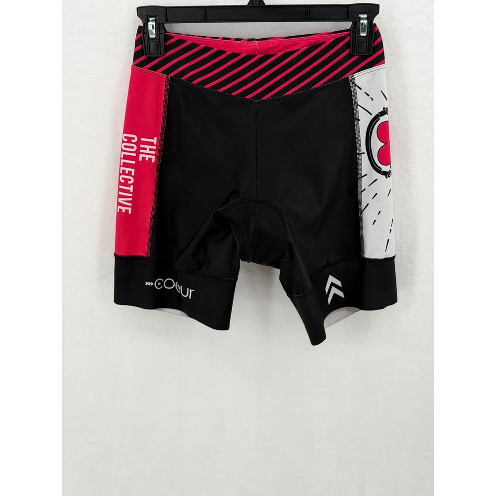 Coeur Sports Shorts Womens Small Pink Black Cycling Padded Triathlon Activewear